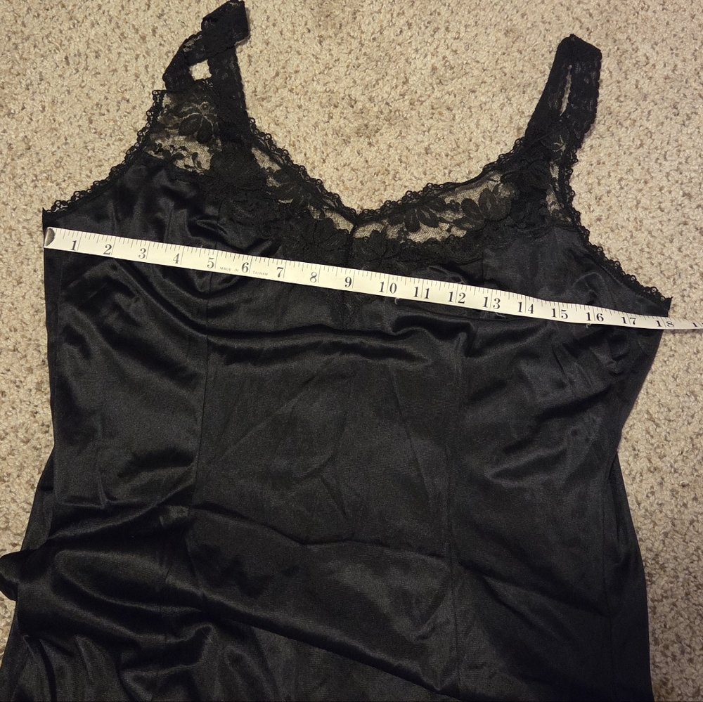 Vintage ILGWU Maidenform Black Lace Silky Slip Lingerie Dress Women's Size 36 - Picture 7 of 9